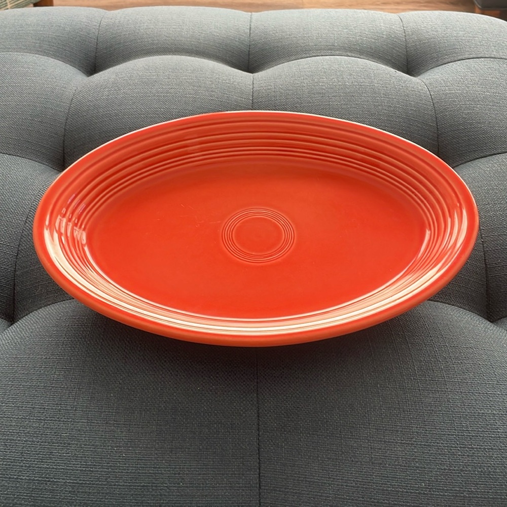 Vintage Fiestaware Orange/Persimmon Oval Platter approximately 9” x 14”